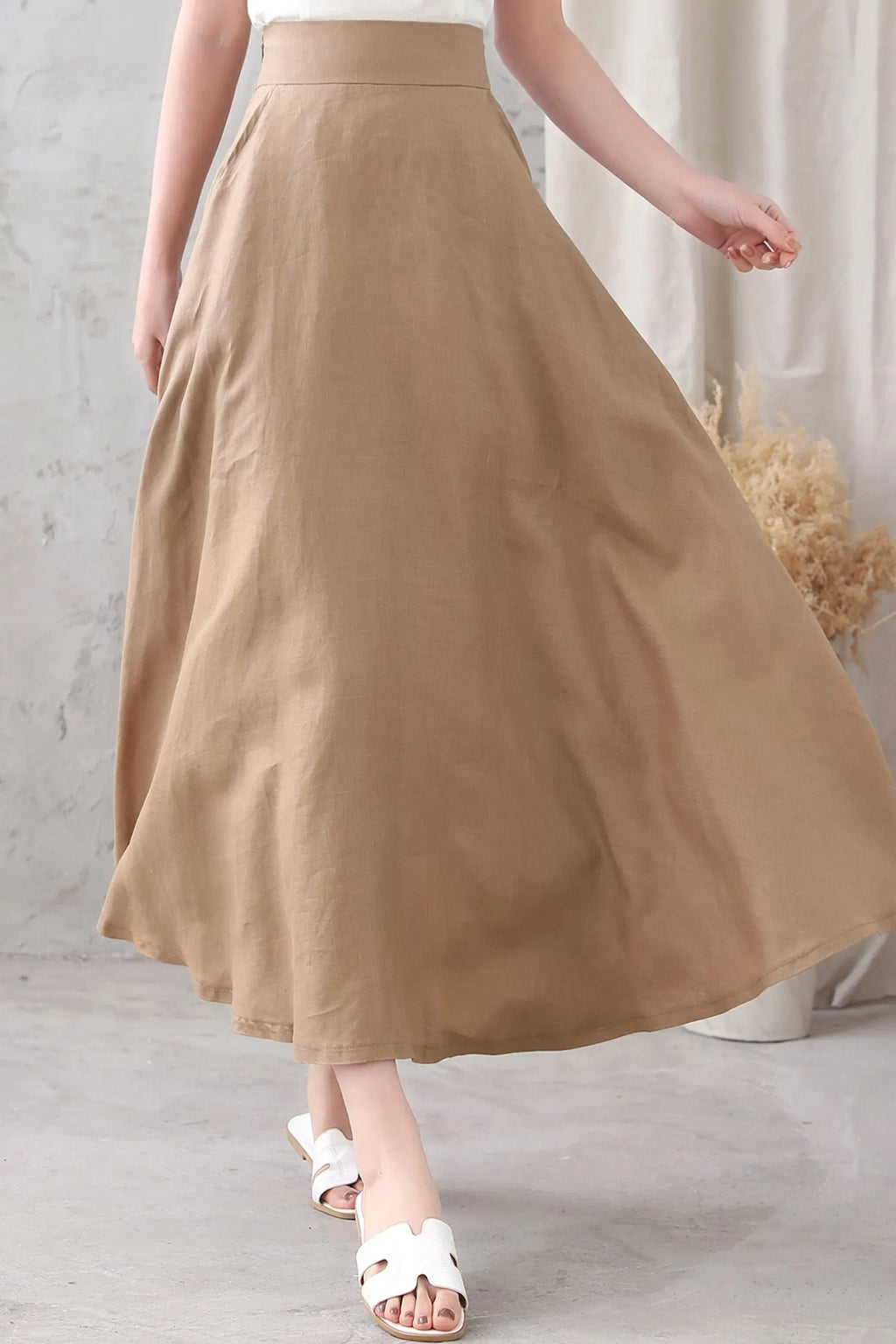 Handmade Women Linen A Line Long Skirt 3334