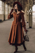 Handmade Wool Blend Coat – Lantern Sleeve Hooded Winter Coat 3255