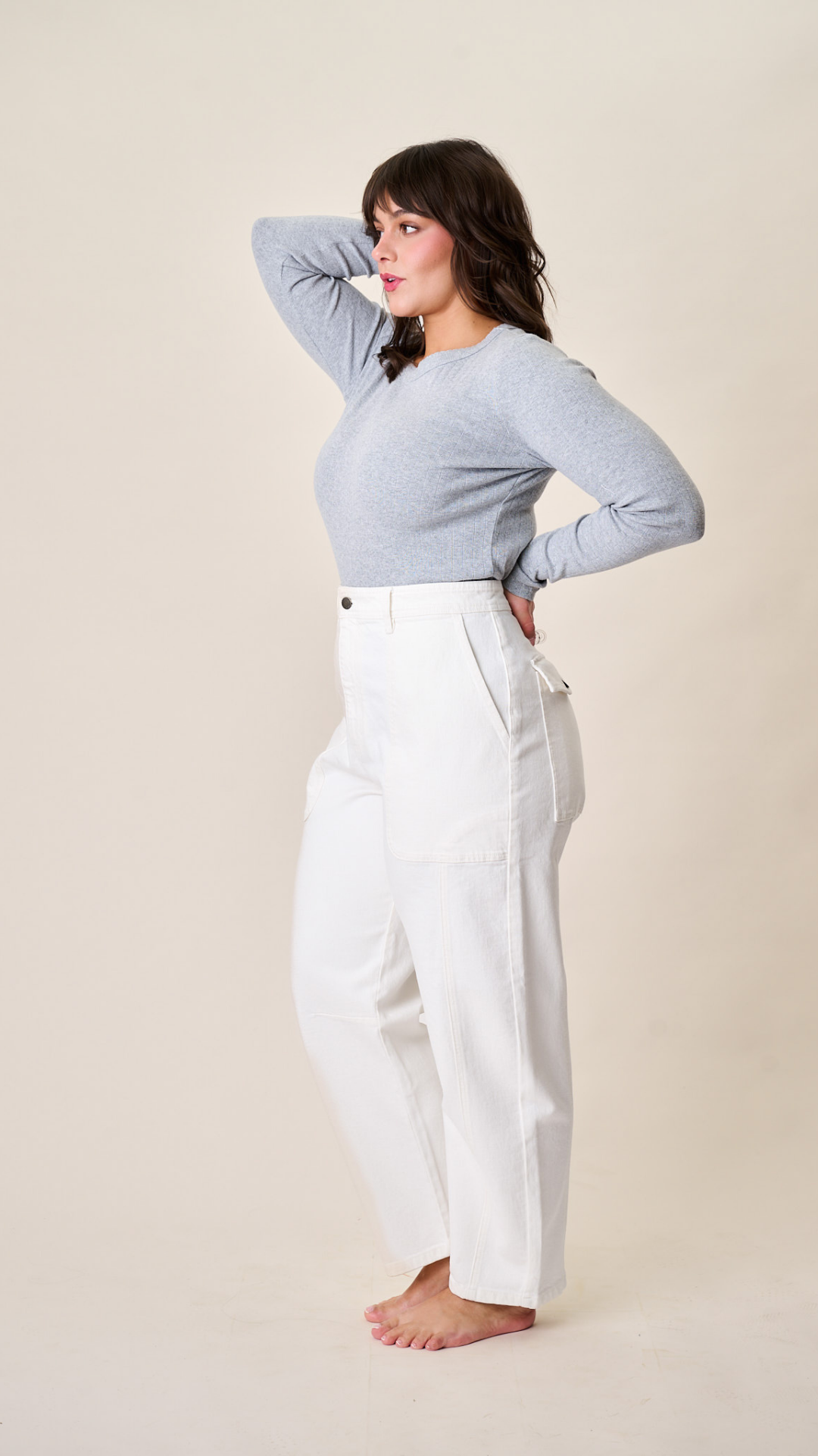 Meade High Rise Barrel Jean - White