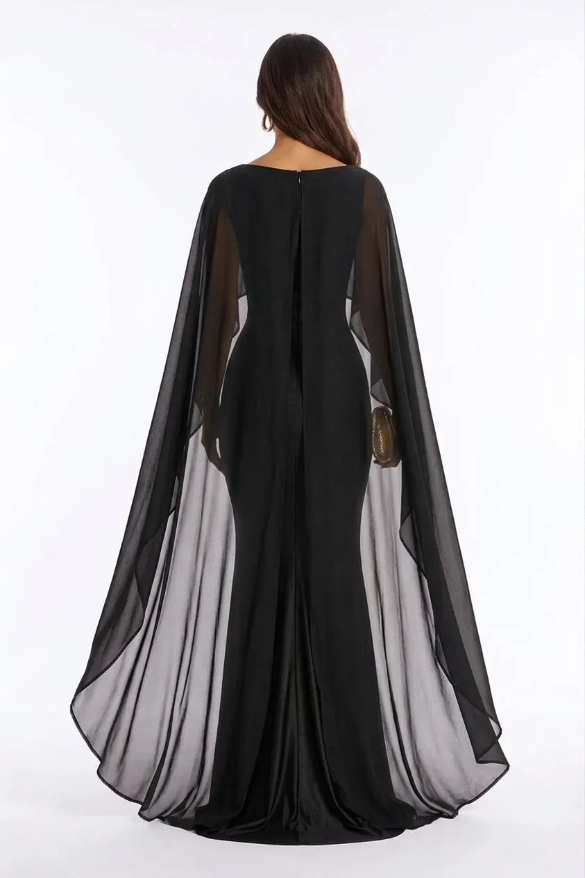 Aveline Cape Sleeve Mermaid Gown