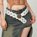 Retro Denim White Pattern Buckle Belt