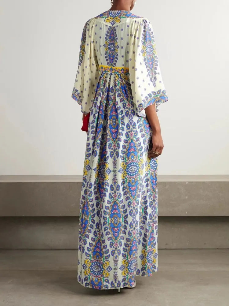 Casual Loose Printed V-Neck Maxi Dress