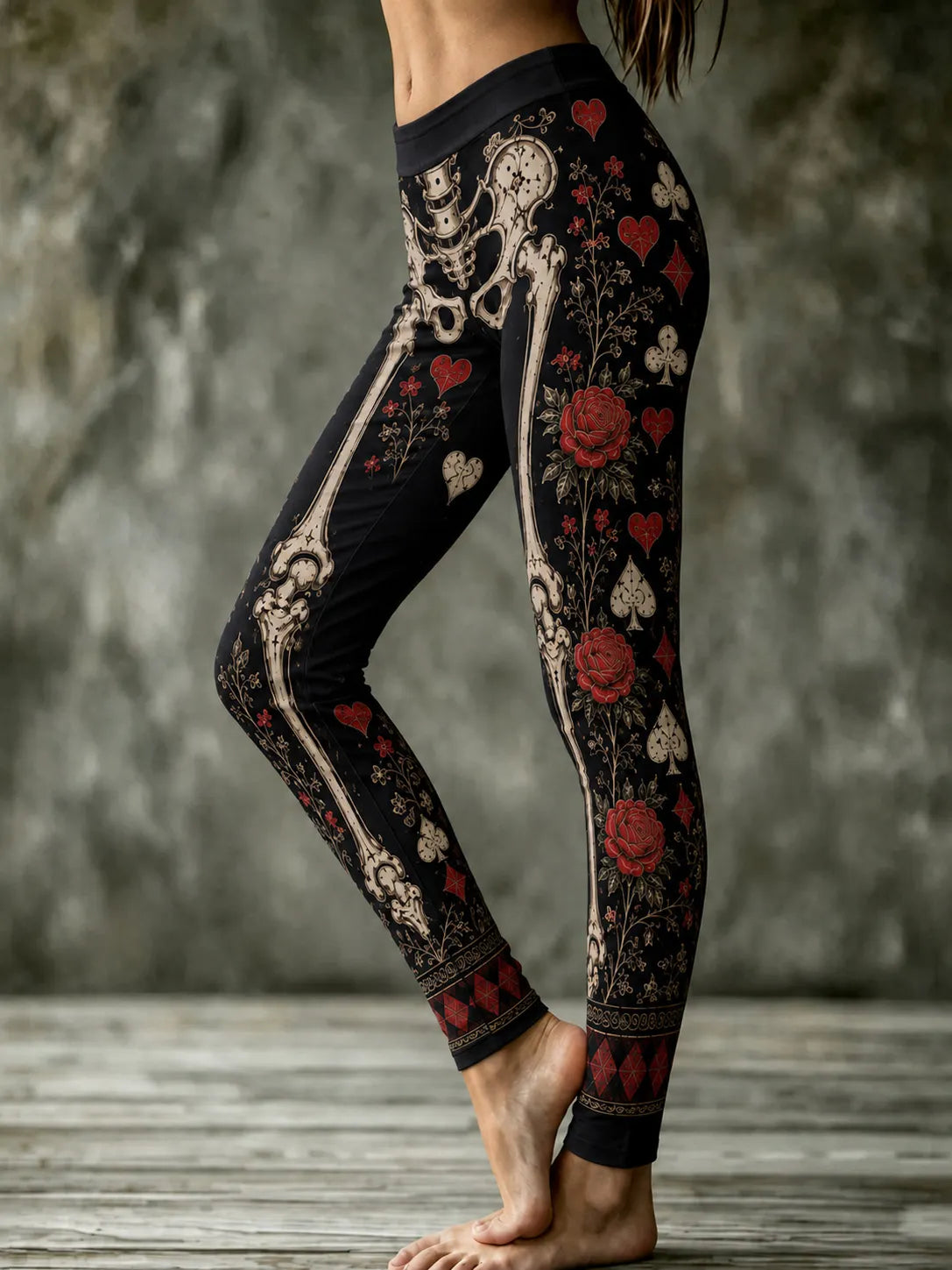 Women's Retro Halloween Gothic Skeleton Art Casual Leggings