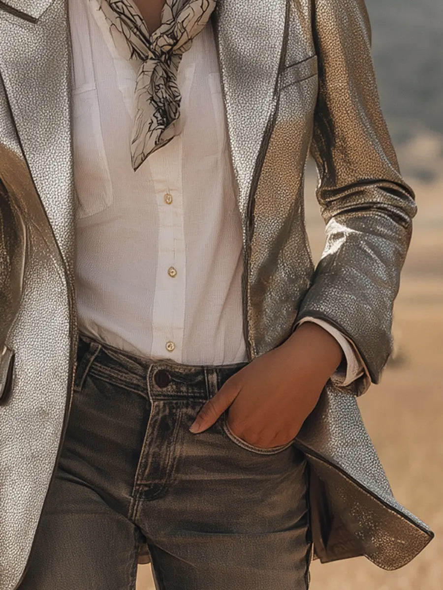 Modern And Cool Silver Suit Blazer