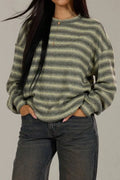 Relaxed Elegant Striped Knit Pullover Blouse