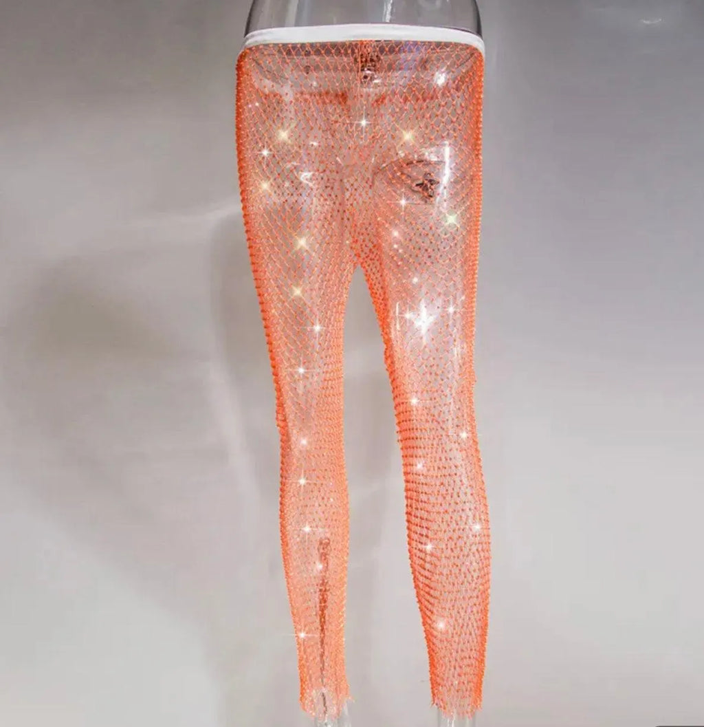 KittenAlarm - Cynthia Rhinestone Mesh Pants