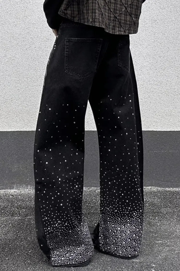 Rhinestone Star Wide Leg Jeans