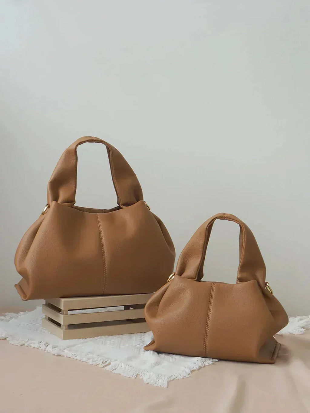 Trapezoid Structured Faux Suede Bag