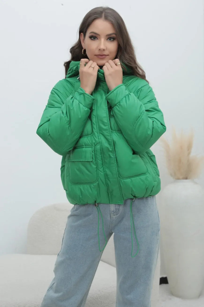 Bright Color Stand Collar Puffer Coat