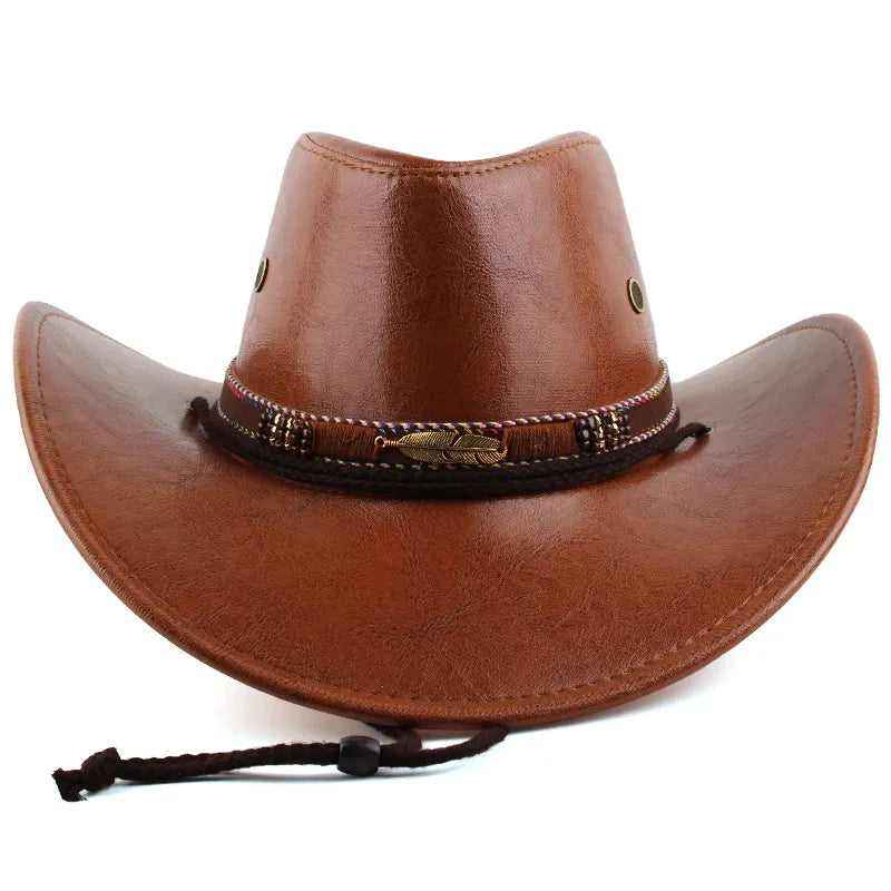 Women's Vintage Classic Western Cowboy Hat With Feather   - Perfect For Festivals And Outdoor Adventures