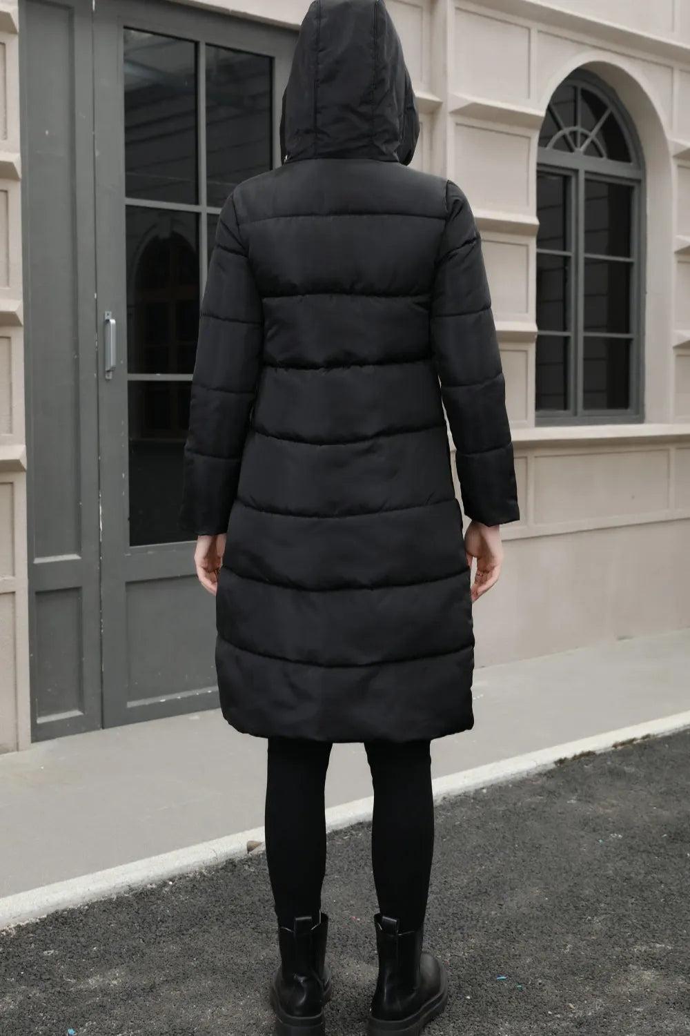Plus Size Hooded Longline Puffer Coat