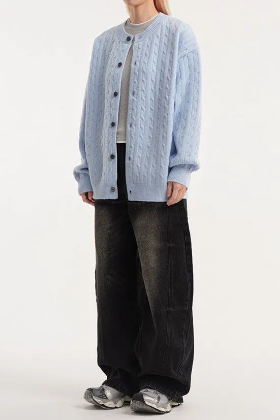 Relaxed Fit Cable Cardigan