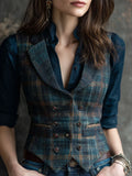 Retro Lapel Plaid Wool Vest