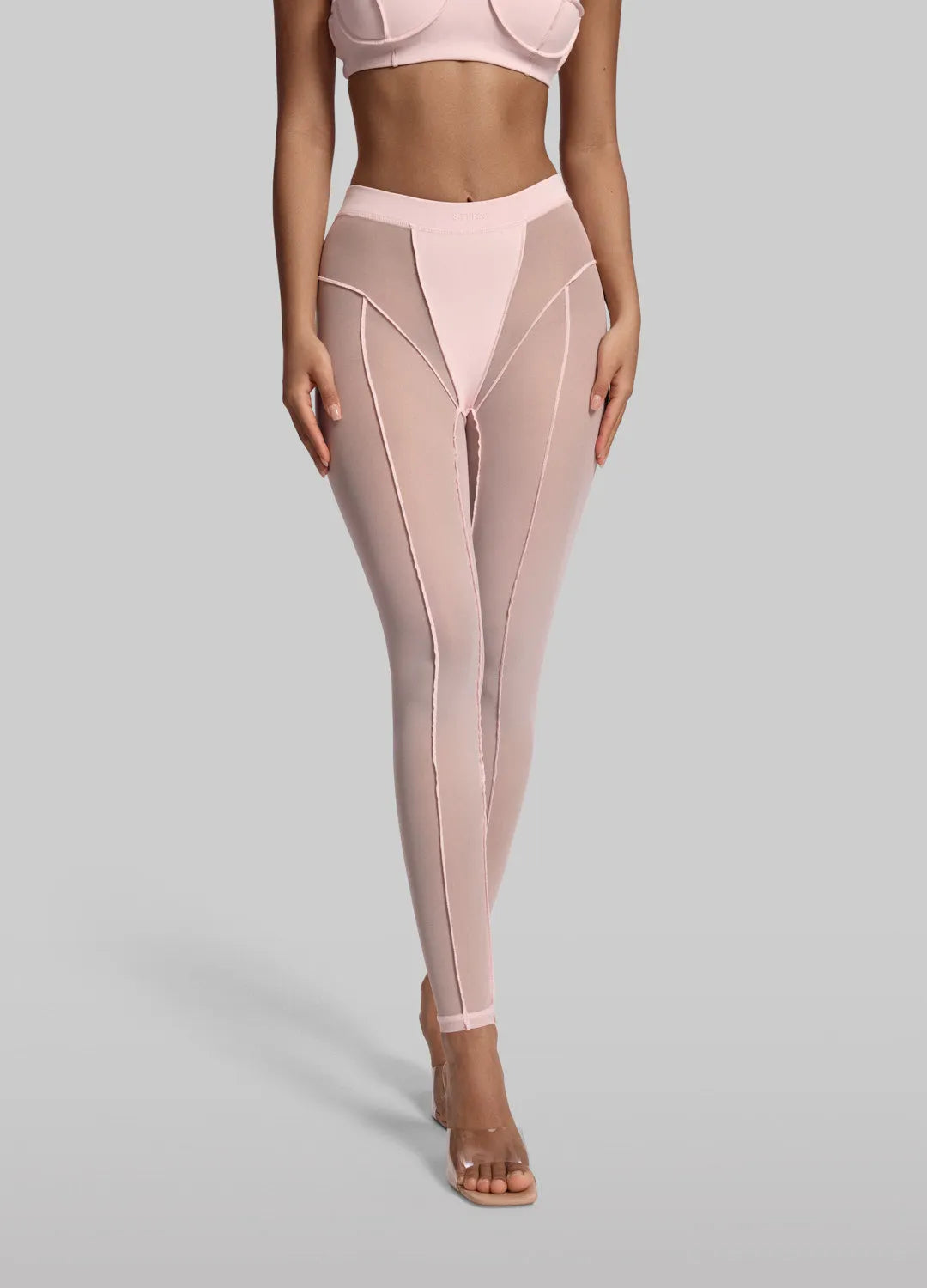 Chic Sheer-Detail High-Waisted Leggings