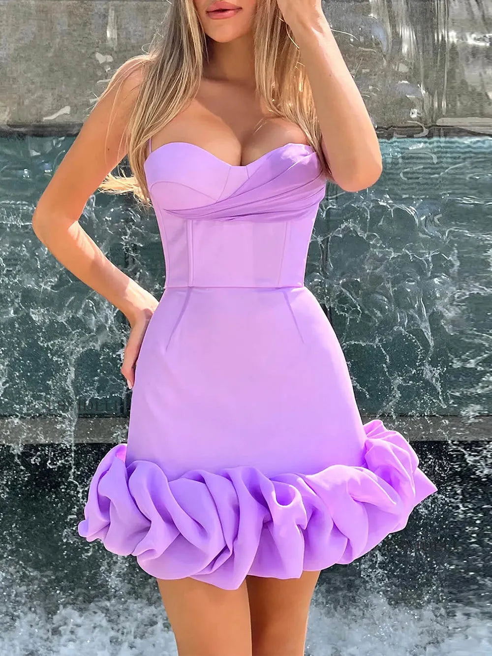 Hip Wrap Ruffled Mini Dress