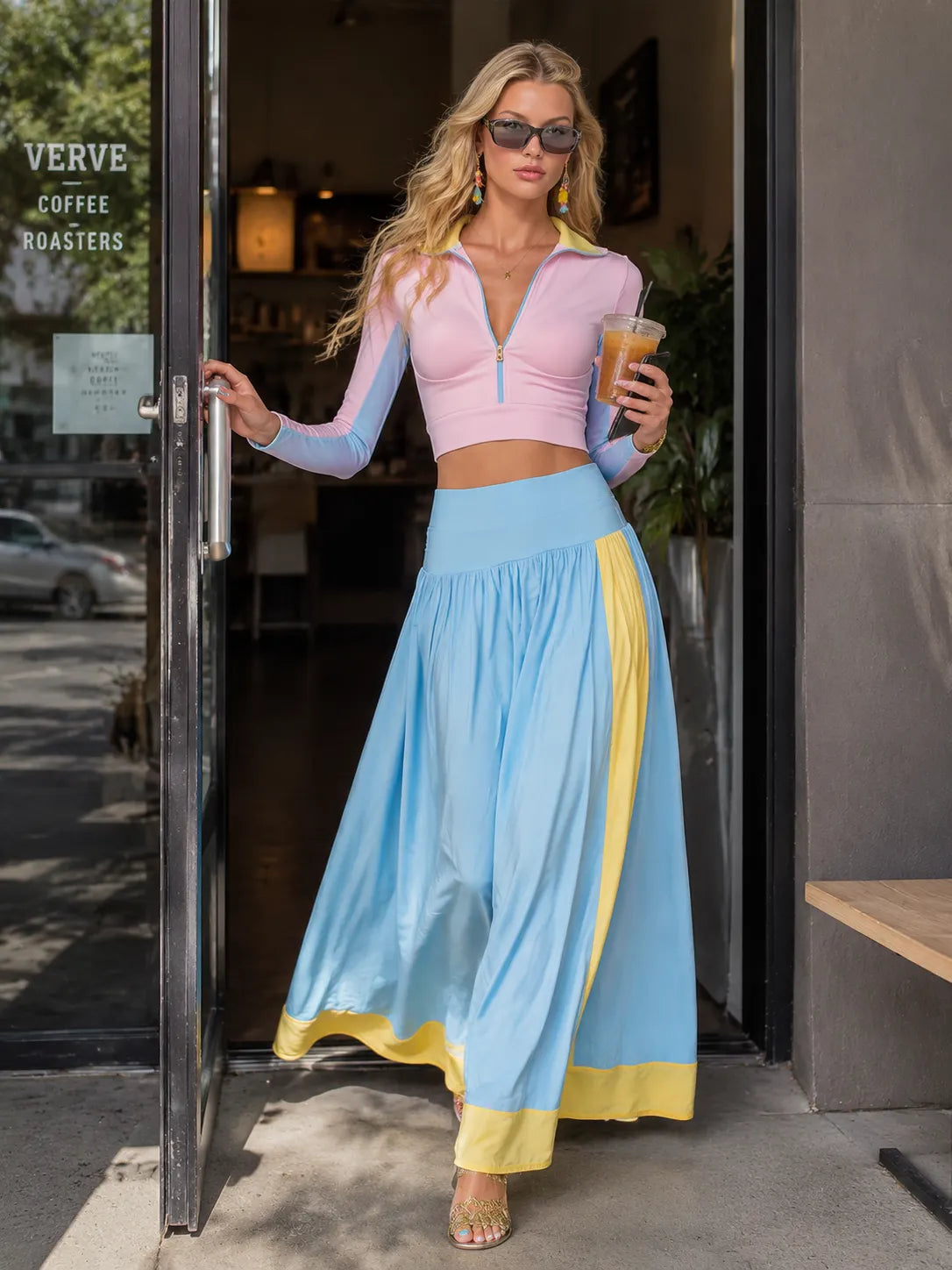 Capri Pastel Maxi Skirt Sport Set Dreamy Coastal Energy
