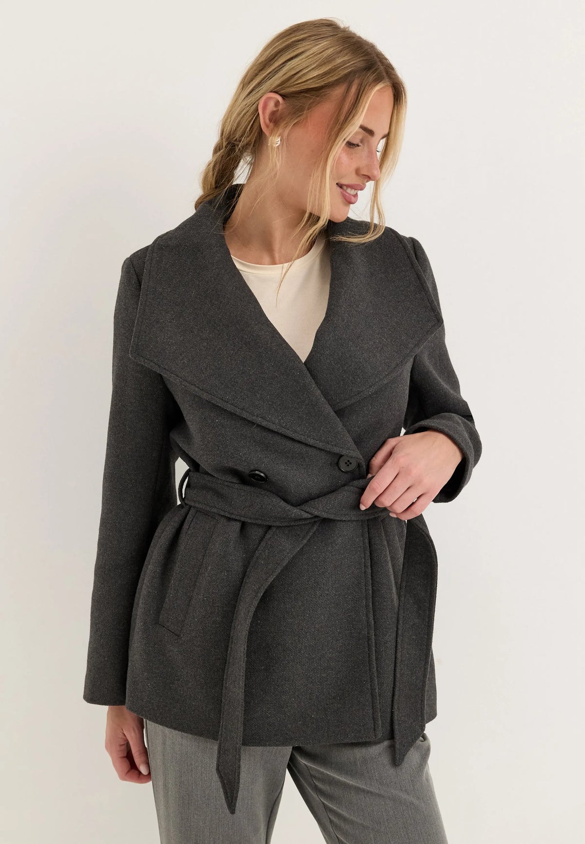 Short Wool Blend Coat