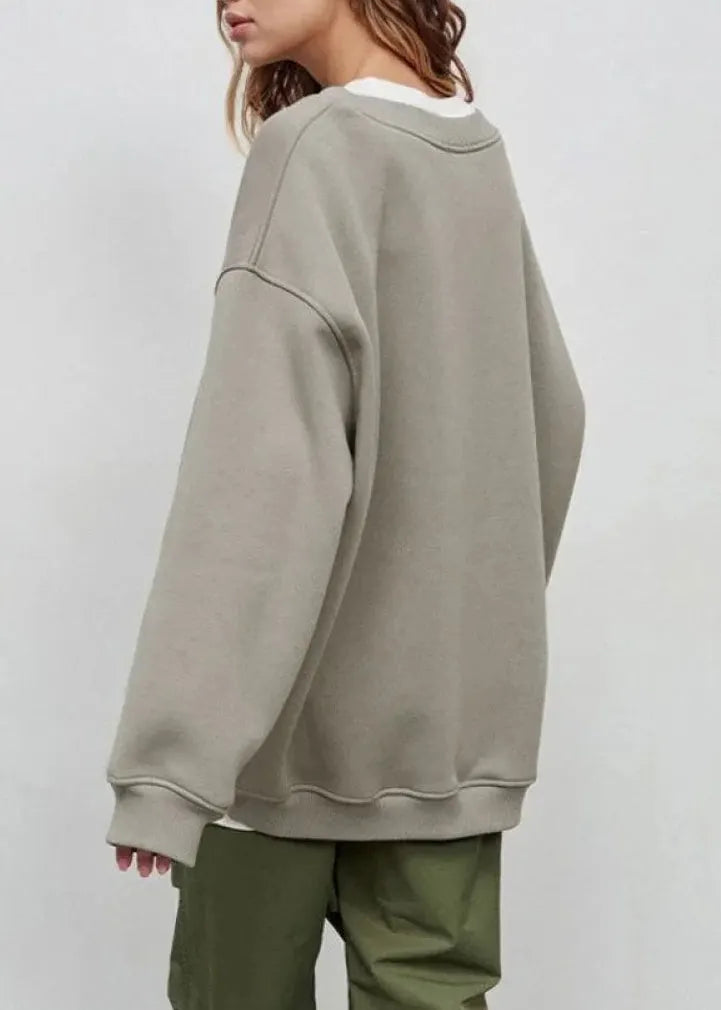 Minimalist Solid Crew Neck Oversize Sweatshirt