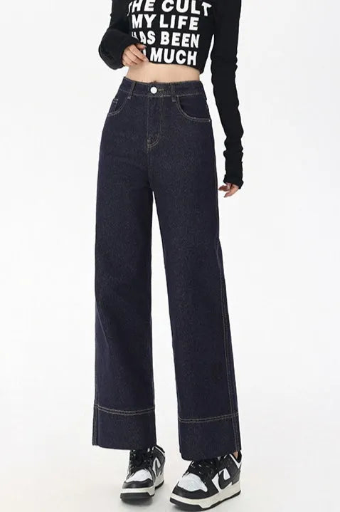High Waist Cropped Straight Jeans