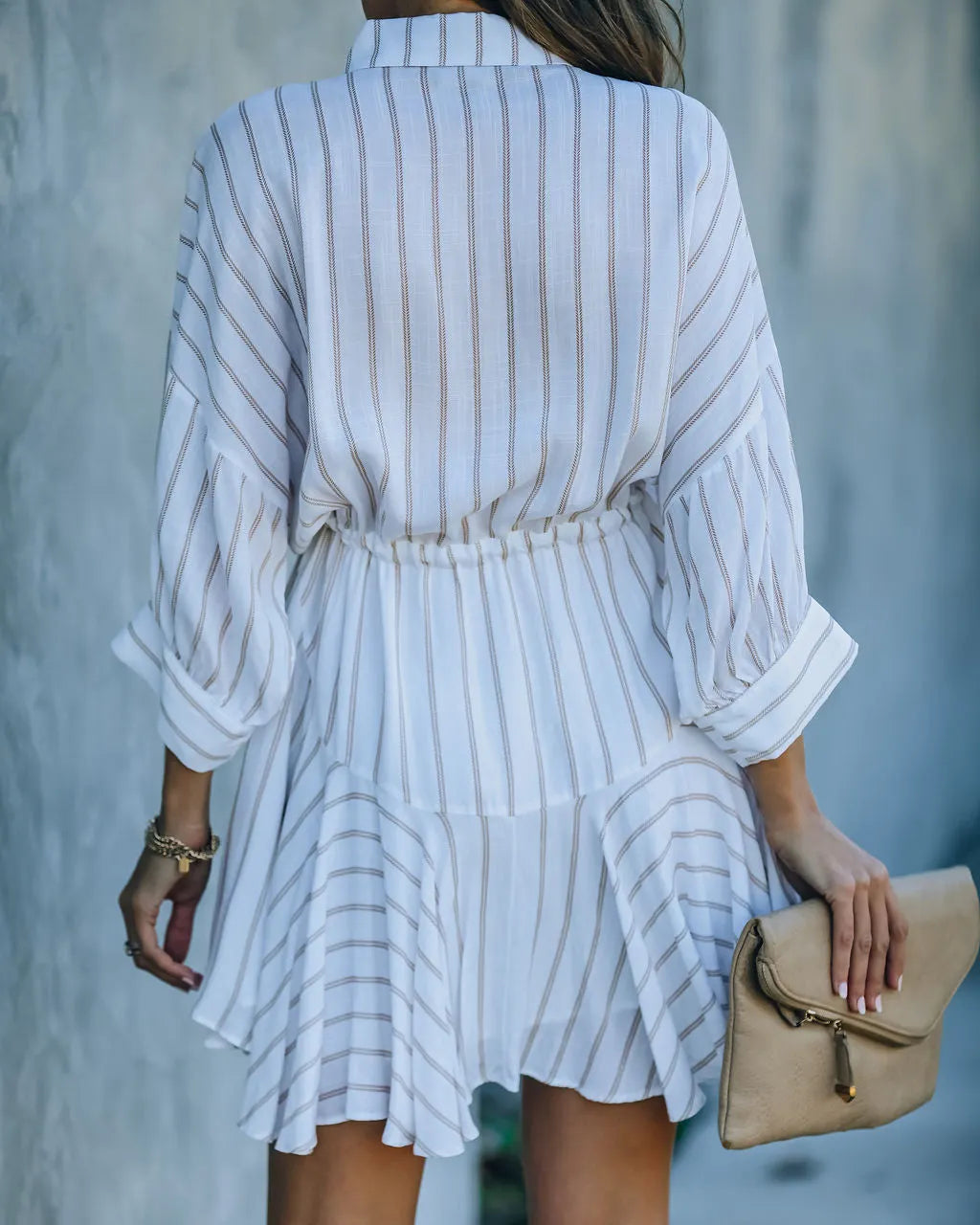 Hina Striped Button Down Shirt Dress