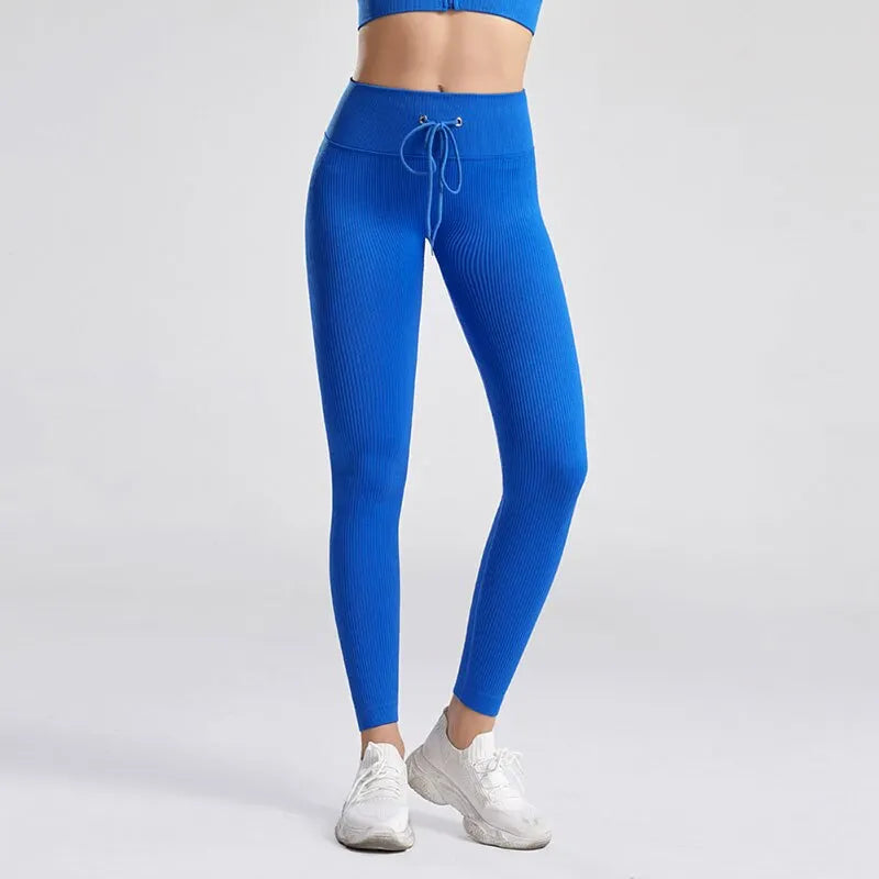 KittenAlarm - Mojoyce Ribbed Yoga Pants Sport Leggings Women Fitness Gym Clothing High Waist Push Up Seamless Workout Pa