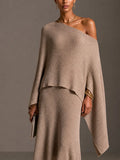 Women's Asymmetrical Off-Shoulder Elegant Knit Batwing Top MDZ2805H8GMJ