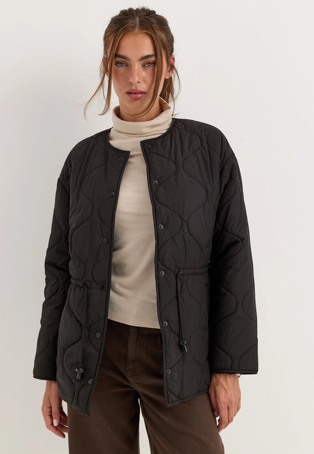 Scarf Quilted Short Jacket