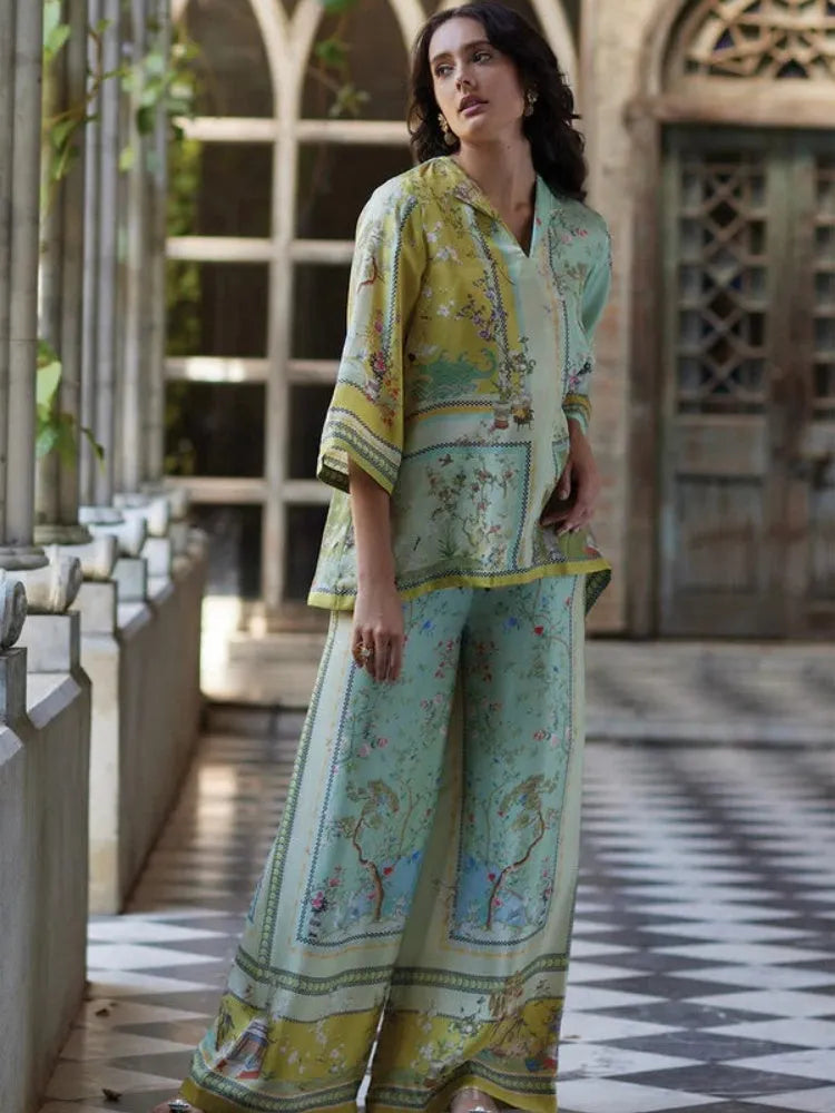 Flair Fusion Flowers Pants Set