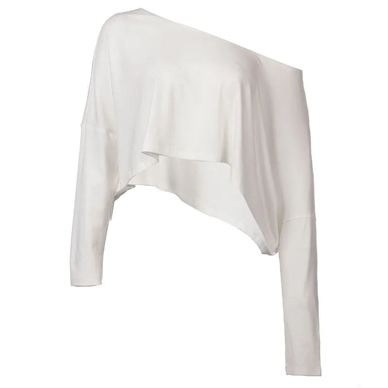 Boho Off-Shoulder Asymmetric Hem Long Sleeve Top Collection