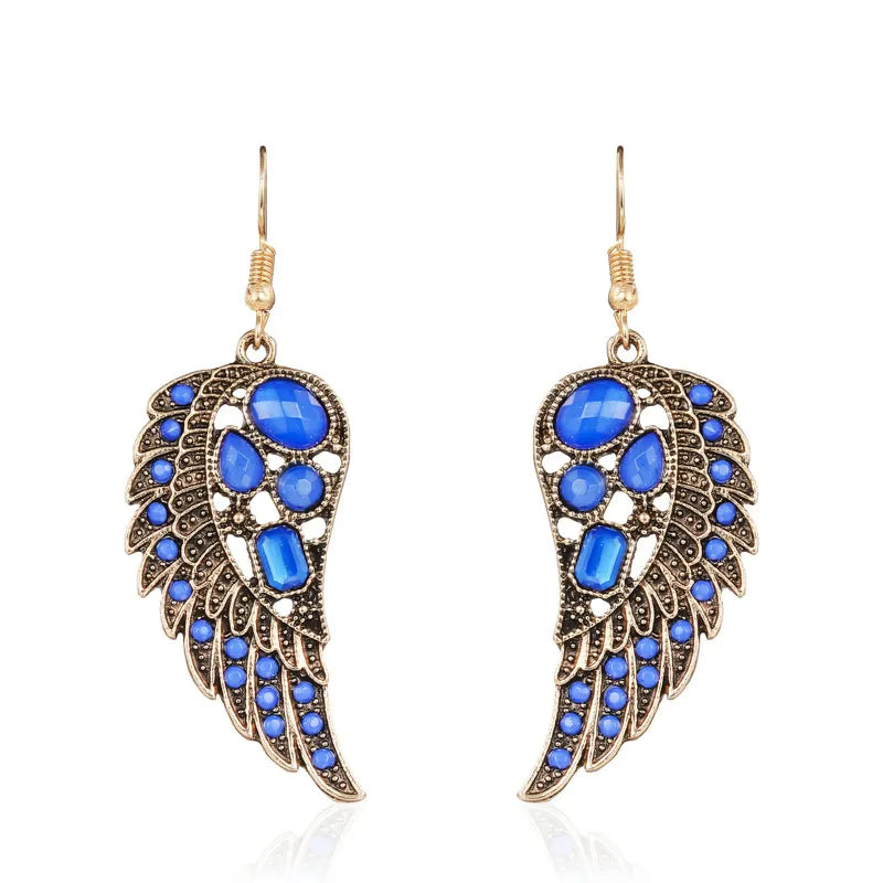 Vintage Green Zirconia Wings Earrings