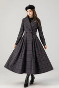Handmade Plaid Wool Coat – Vintage Fit & Flare Double-Breasted Winter Overcoat 