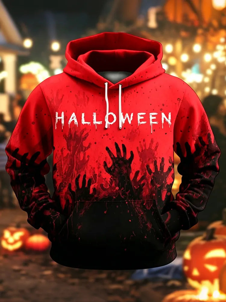 Men's Halloween-themed Printed Hoodie