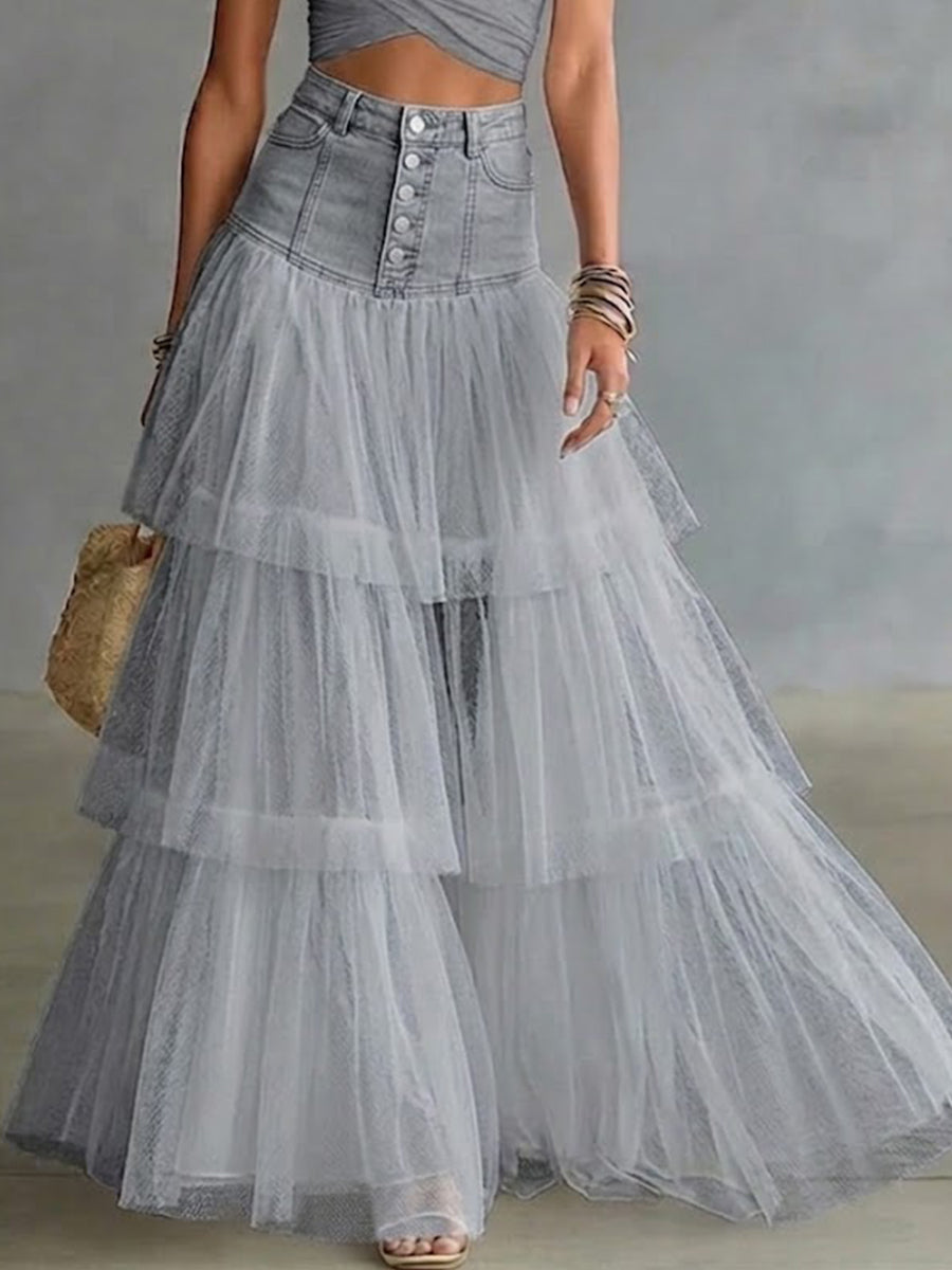 Chic Skirt in denim, Designer Aesthetic