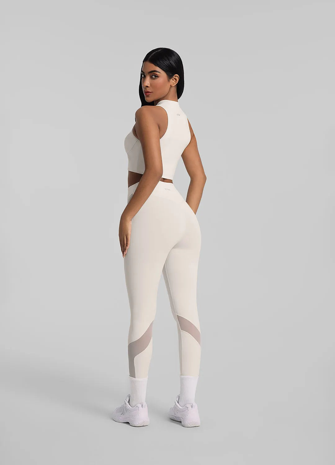 Breathable Mesh-Panel Zip-Front Leggings