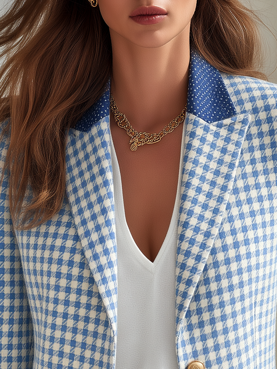 Resort-style Patterned V-neck Blazer