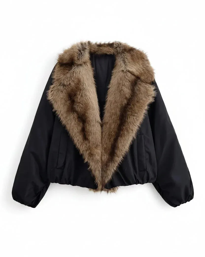 FUR COLLAR BOMBER JACKET
