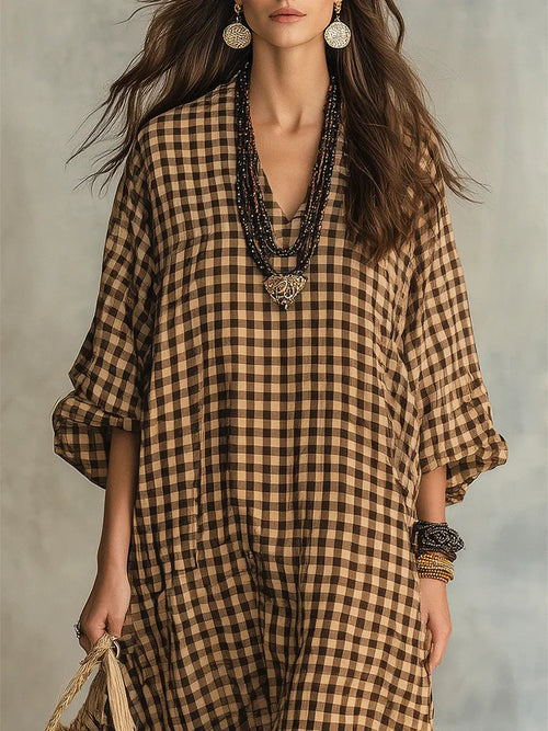 Retro Maxi Dress in linen, Smart Price