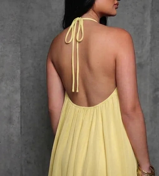 Halter Flowy Tiered Mini Dress