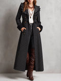 Vintage Bohemian Ruffle-Trim Pinstripe Duster Coat
