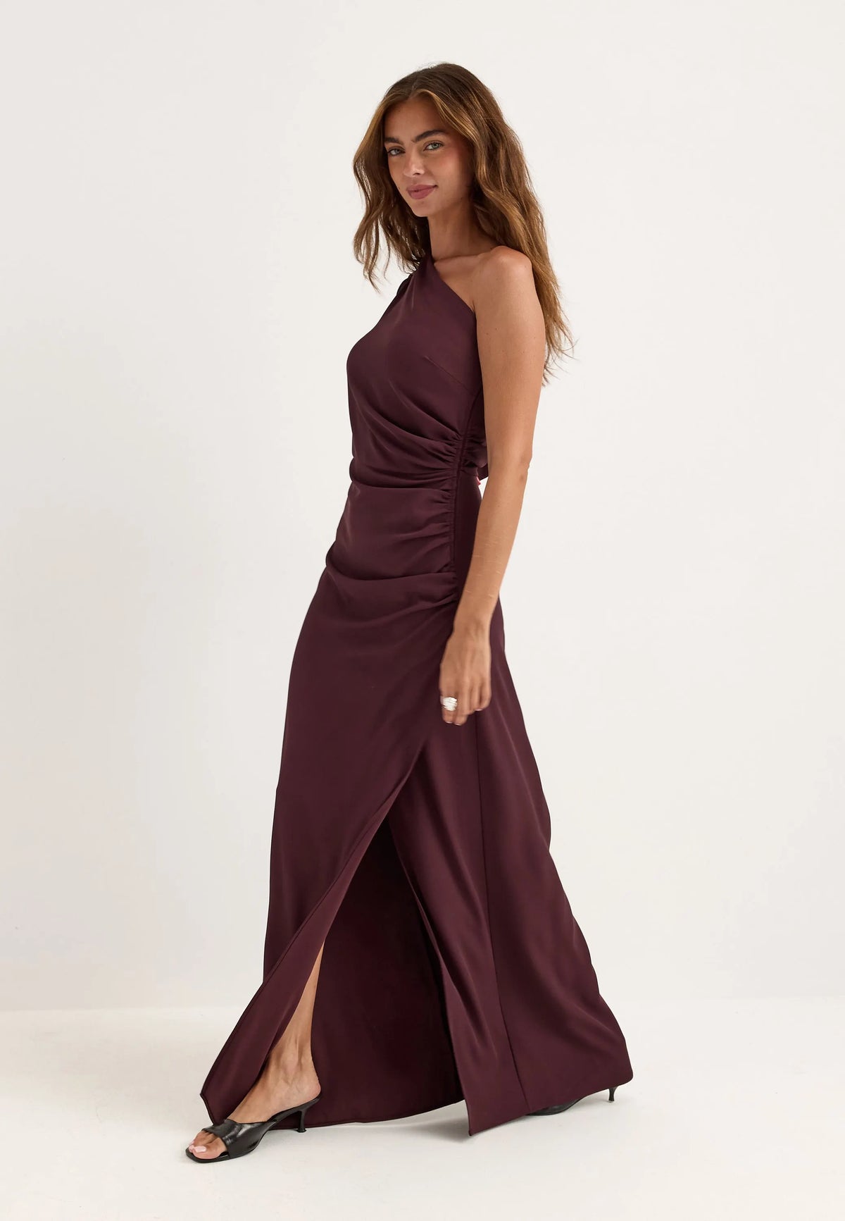 Ruched One Shoulder Gown