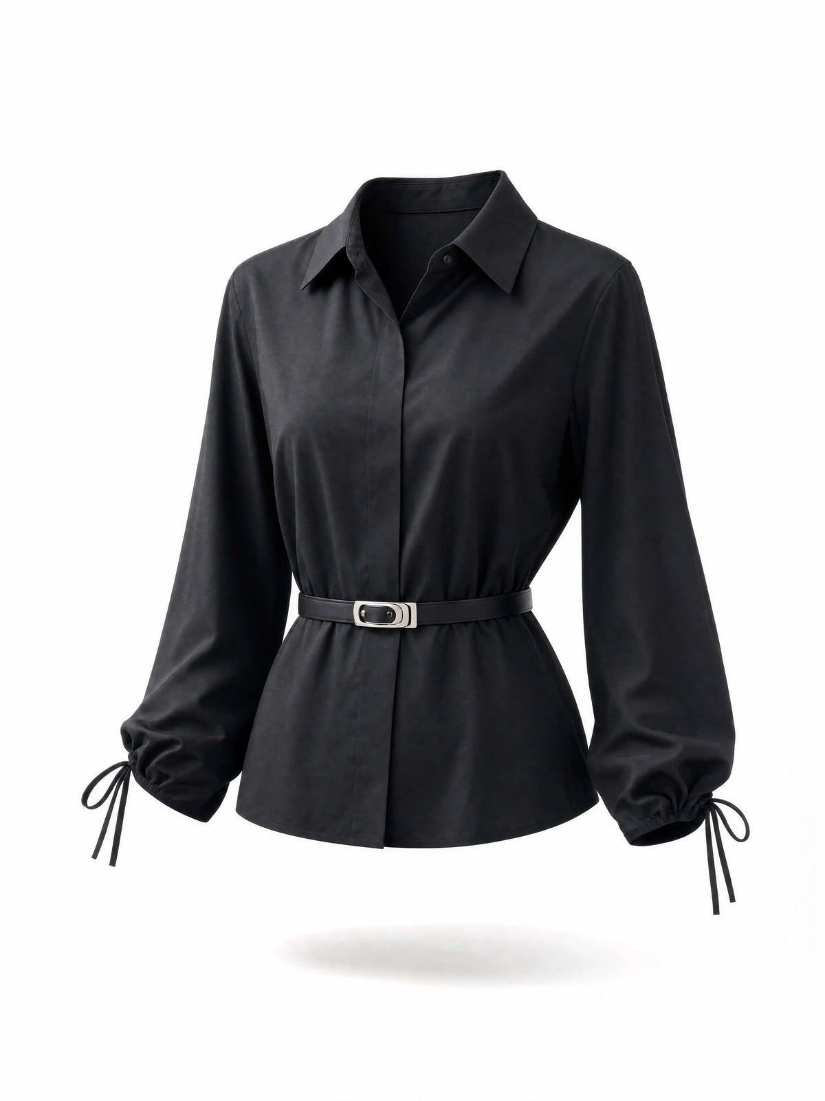 Vintage Waist‑Fitted Drawstring Cuff Shirt