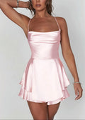 Sexy Slim Solid Color Backless Cami Mini Dress