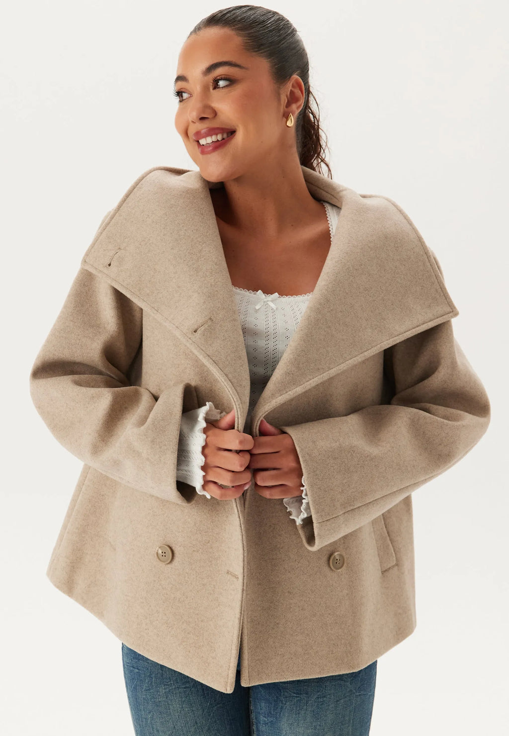 Ava High Neck Short Coat