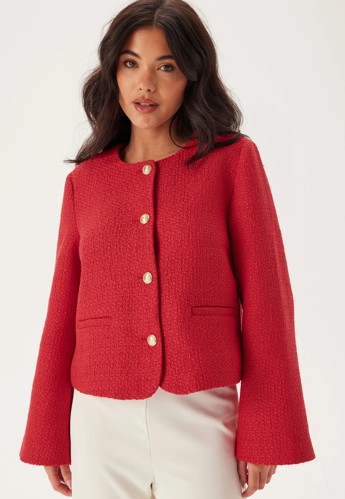 Wide Sleeve Bouclé Jacket
