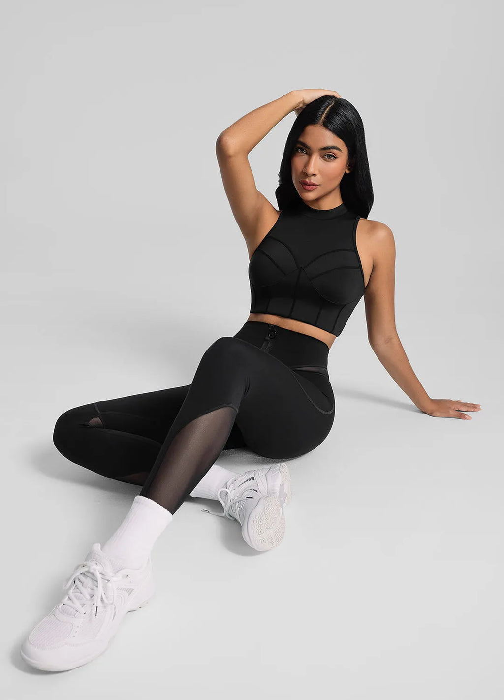 Breathable Front-Zip Mesh Leggings