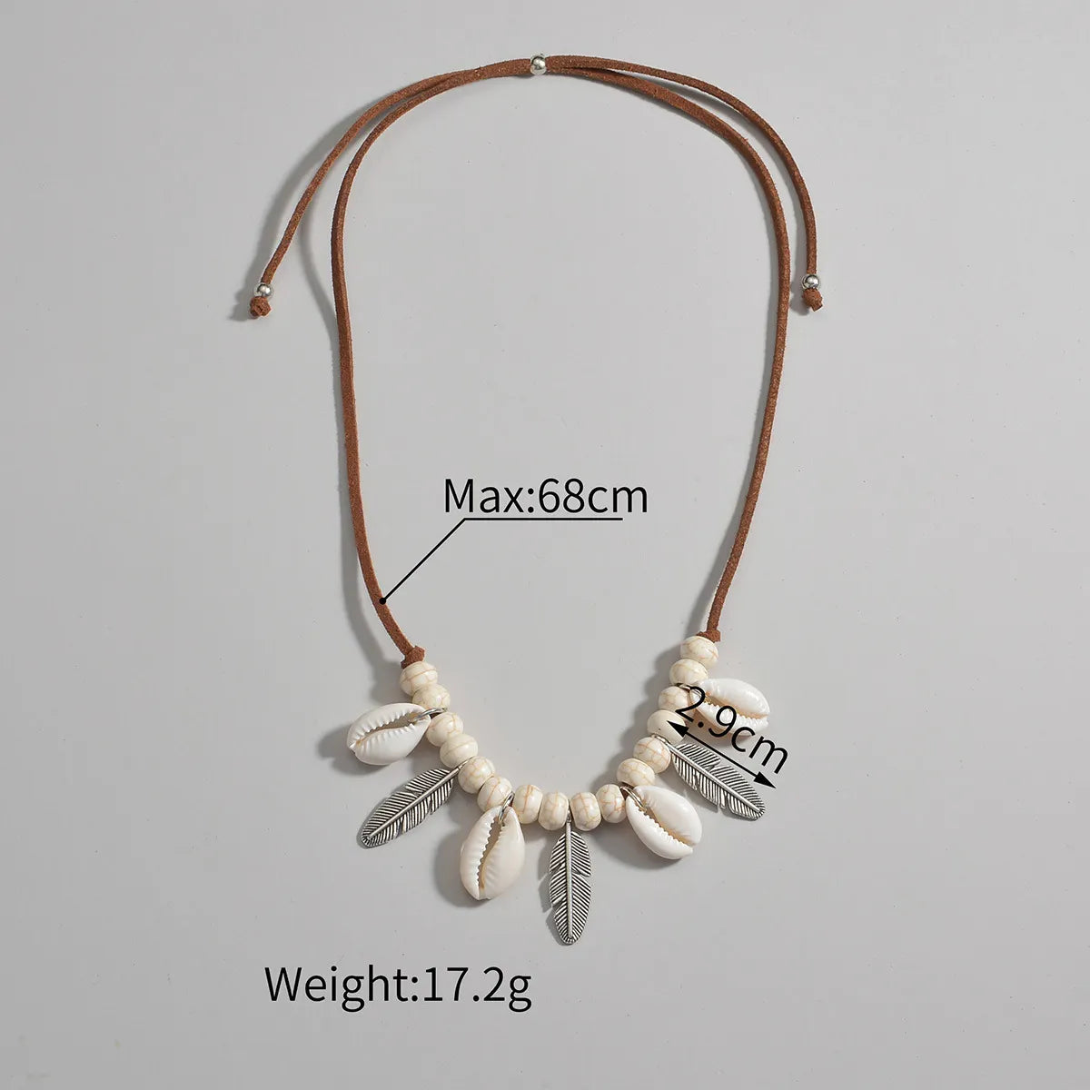 Bohemian Shell And Feather Pendant Necklace