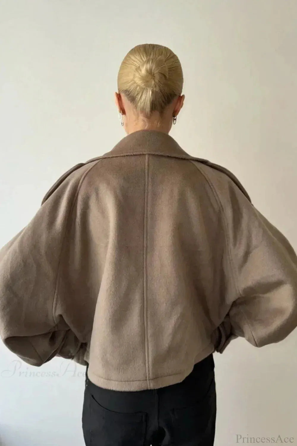 Vintage Stand Collar Buttoned Short Wool Coat
