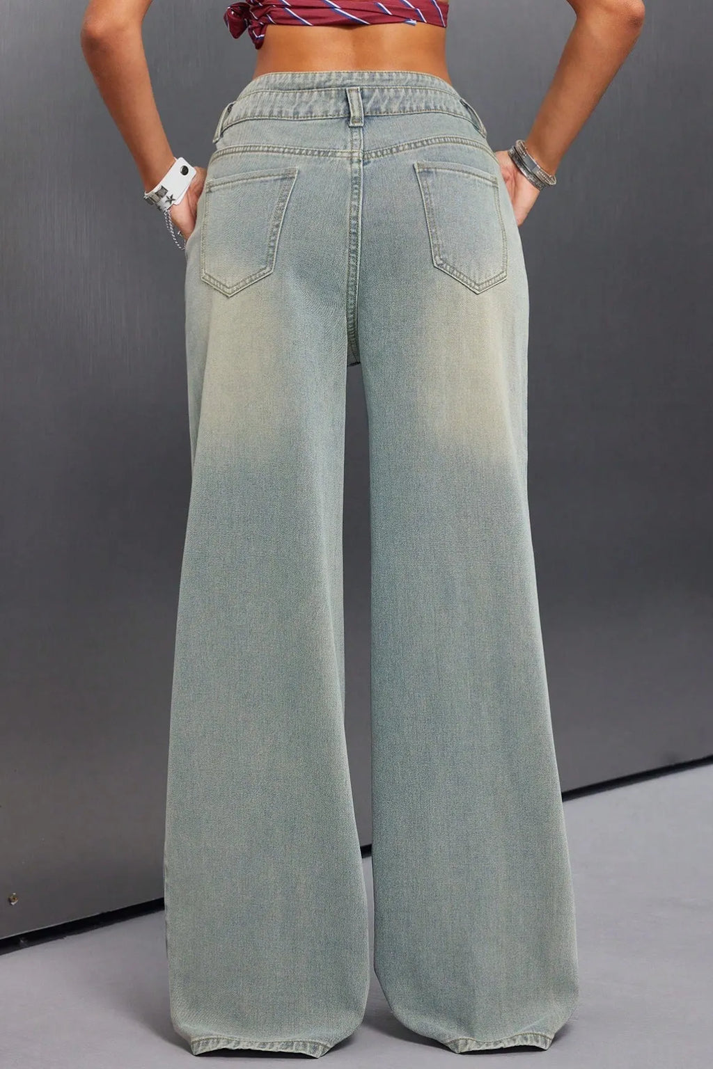 Button Front Vintage Wide Jeans