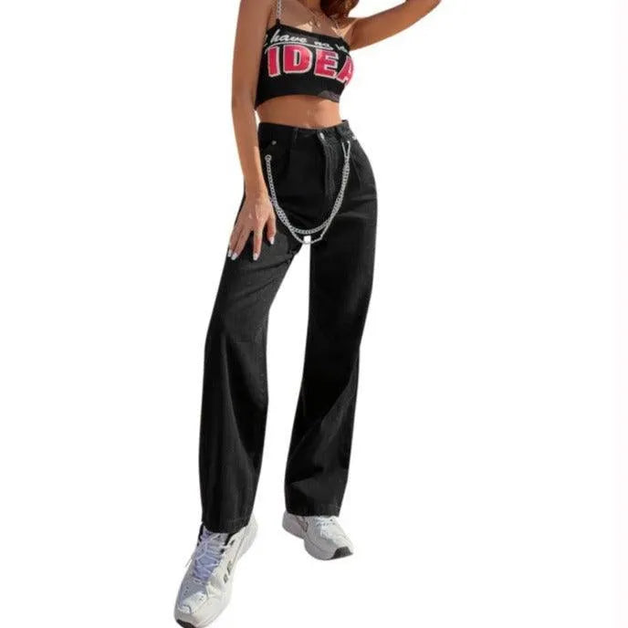 KittenAlarm - Audrina Solid High Waist Wide Jeans