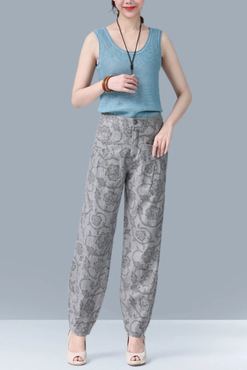 Loose fitting lantern linen pants 6231